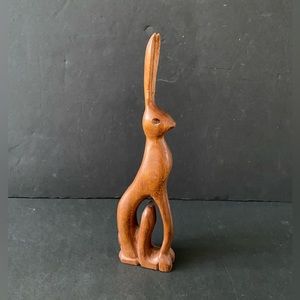 Jack Rabbit Figure Wooden Sculpture Handmade, Vintage